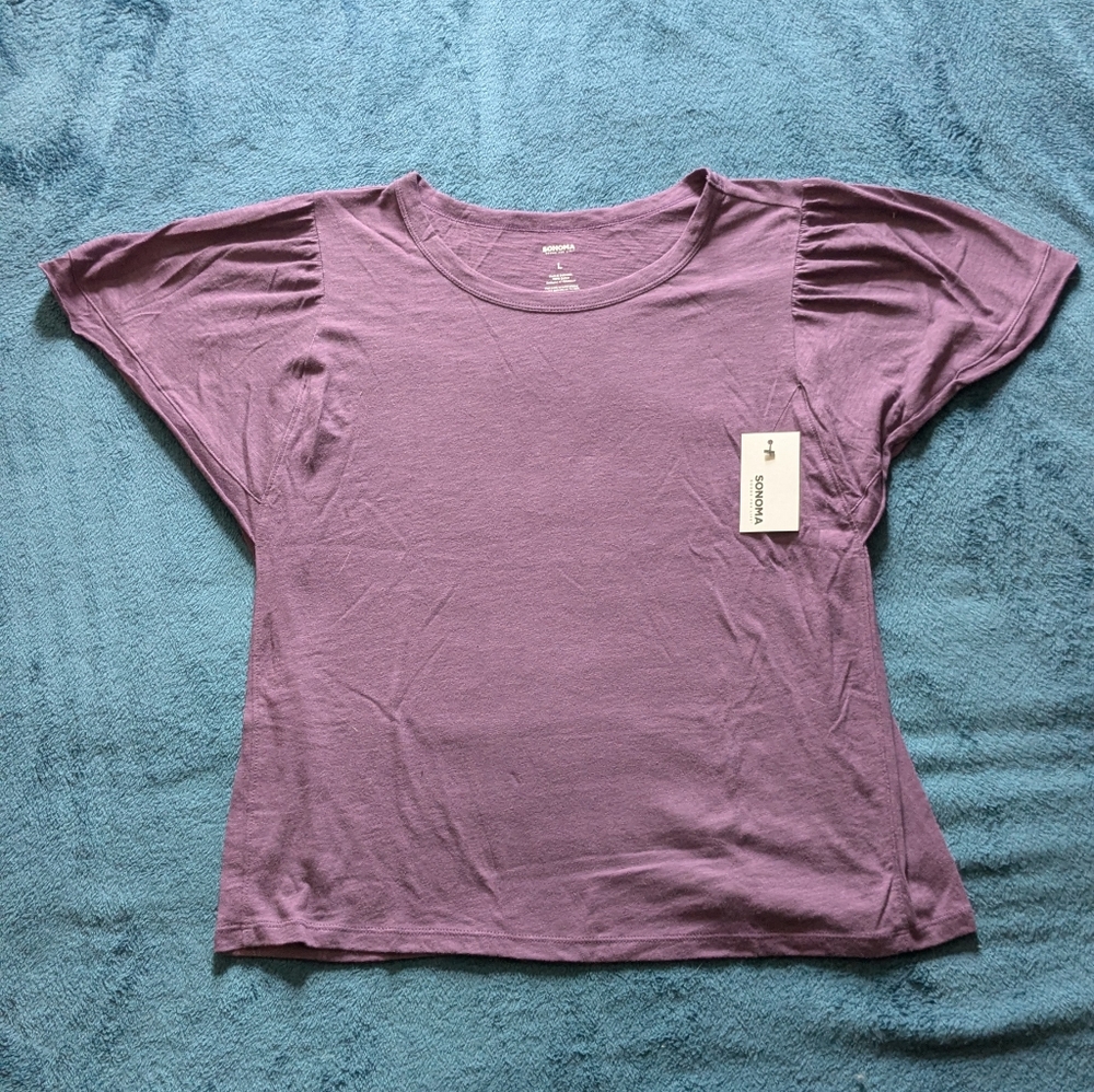 Sonoma Goods For Life Lavender Flutter Sleeve Women's Top